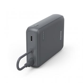 Hama “Travel” Power Pack with Cable, 10000mAh, 2 Outputs: 2x USB-C, anthracite