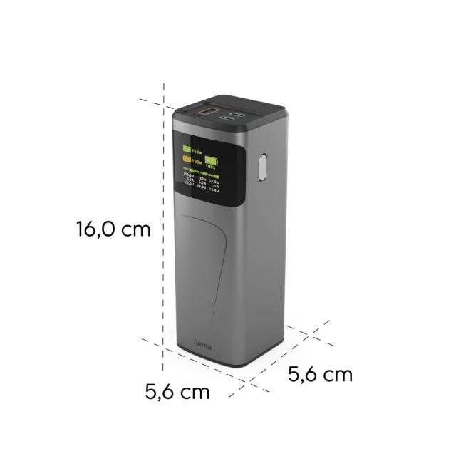 Hama “”High Power” Power Pack, 150 W, 24000 mAh, 2x USB-C, USB-A, Quick Charging 