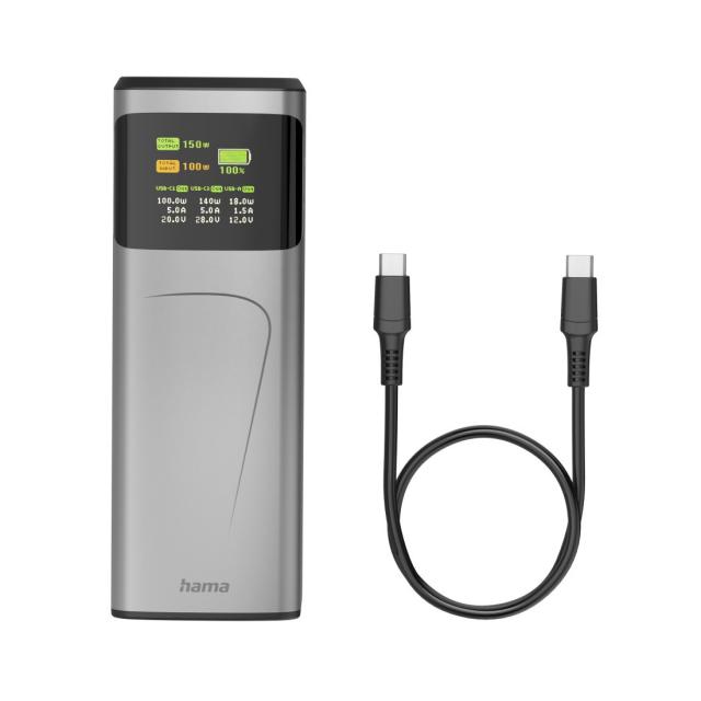 Hama “”High Power” Power Pack, 150 W, 24000 mAh, 2x USB-C, USB-A, Quick Charging 