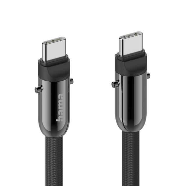 Hama USB-C Cable and Mobile Phone Strap, 2-in-1 Solution, 1.2 m, black 