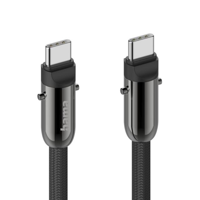 Hama USB-C Cable and Mobile Phone Strap, 2-in-1 Solution, 1.2 m, black 