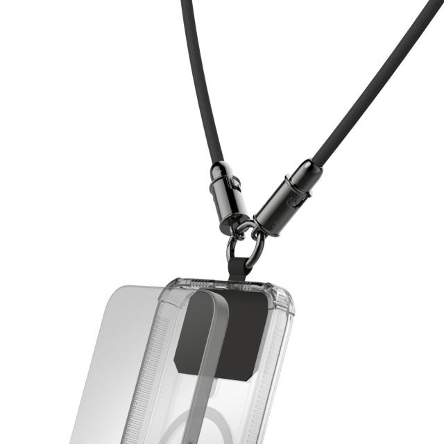 Hama USB-C Cable and Mobile Phone Strap, 2-in-1 Solution, 1.2 m, black 