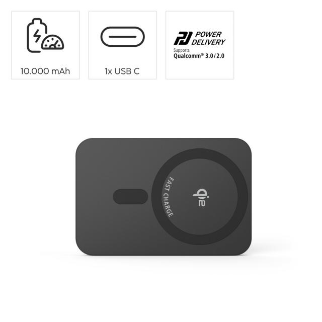 Hama Qi2 Wireless Power Pack, 10000mAh, Inductive Charging, anthracite 