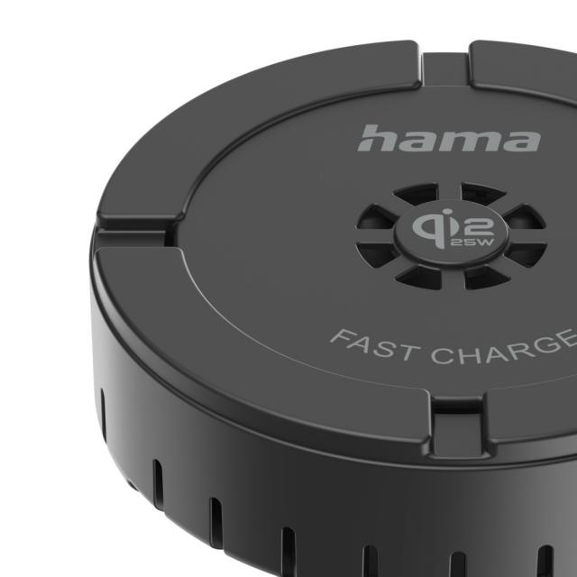 HAMA Безжично зарядно устройство Qi2 25W, бързо зареждане, черно 