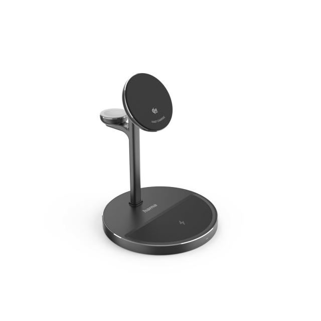 Hama Qi2 Wireless Charger, Inductive Fast Charging, 3in1 Charging Station, 15 W 