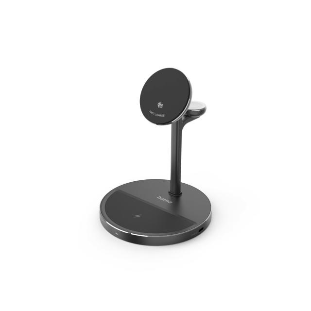 Hama Qi2 Wireless Charger, Inductive Fast Charging, 3in1 Charging Station, 15 W 