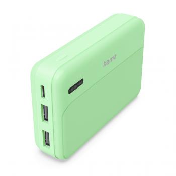 Hama "Pocket 10" Power Pack, 10000 mAh, Outputs: 2x USB-A, green