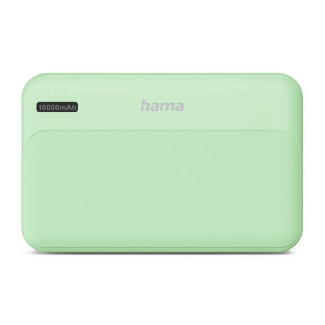HAMA Външна батерия "Pocket 10", 10000 mAh, Изходи: 2x USB-A, зелена 