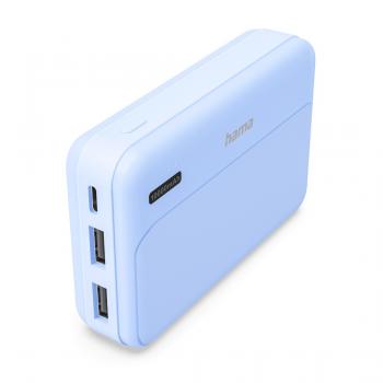 Hama "Pocket 10" Power Pack, 10000 mAh, Outputs: 2x USB-A, blue