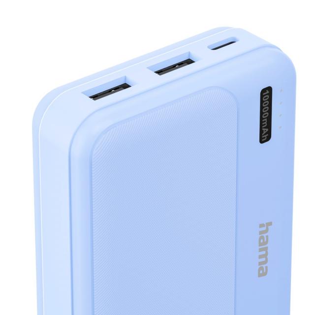 HAMA Външна батерия "Pocket 10", 10000 mAh, Изходи: 2x USB-A, син 