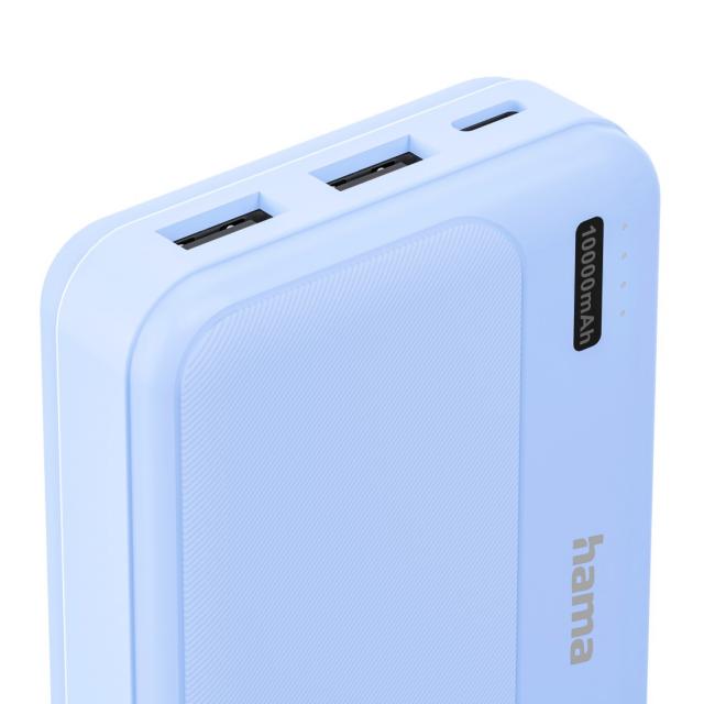HAMA Външна батерия "Pocket 10", 10000 mAh, Изходи: 2x USB-A, син 