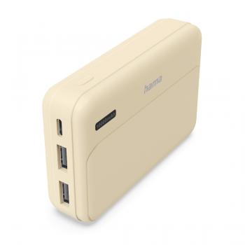 Hama "Pocket 10" Power Pack, 10000 mAh, Outputs: 2x USB-A, sand