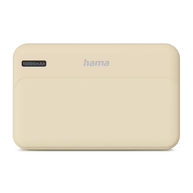 HAMA Външна батерия "Pocket 10", 10000 mAh, Изходи: 2x USB-A, бежов 