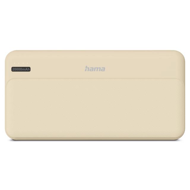 Hama "Pocket 20" Power Pack, 20000 mAh, Outputs: 2x USB-A, sand 