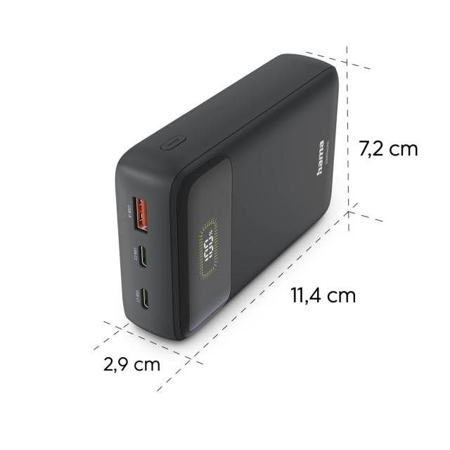 Hama "PD20-W20" Power Pack, 20,000 mAh, Output: 2x USB-C, USB-A, Fast Charging, 