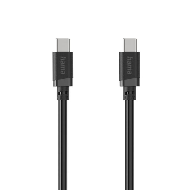 Hama Charging Cable, USB-C - USB-C, 60 W, 1 m, black 