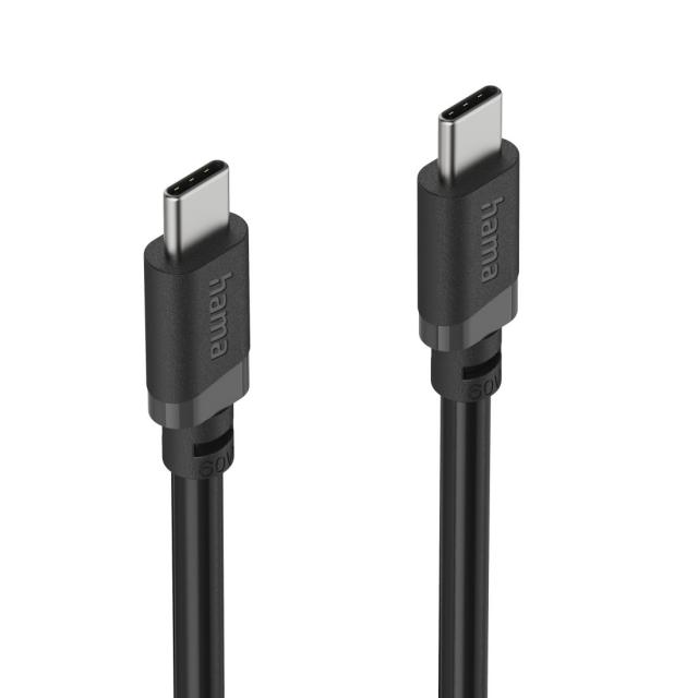 Hama Charging Cable, USB-C - USB-C, 60 W, 1 m, black 