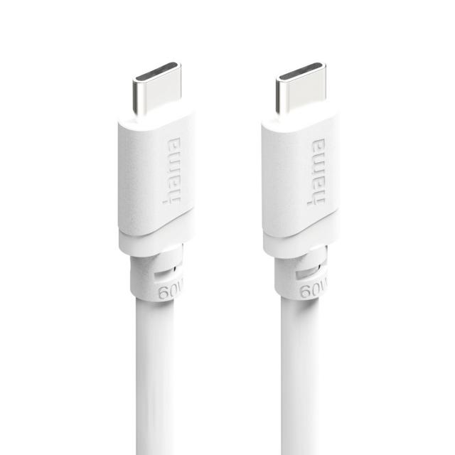 Hama Charging Cable, USB-C - USB-C, 60 W, 2 m, white 