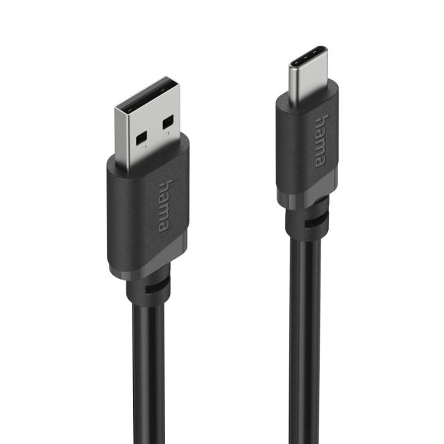 Hama Charging Cable, USB-A - USB-C, 2 m, black 