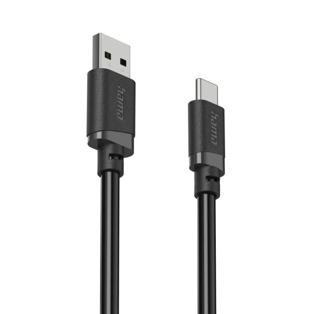 Hama Charging Cable, USB-A - USB-C, 2 m, black 