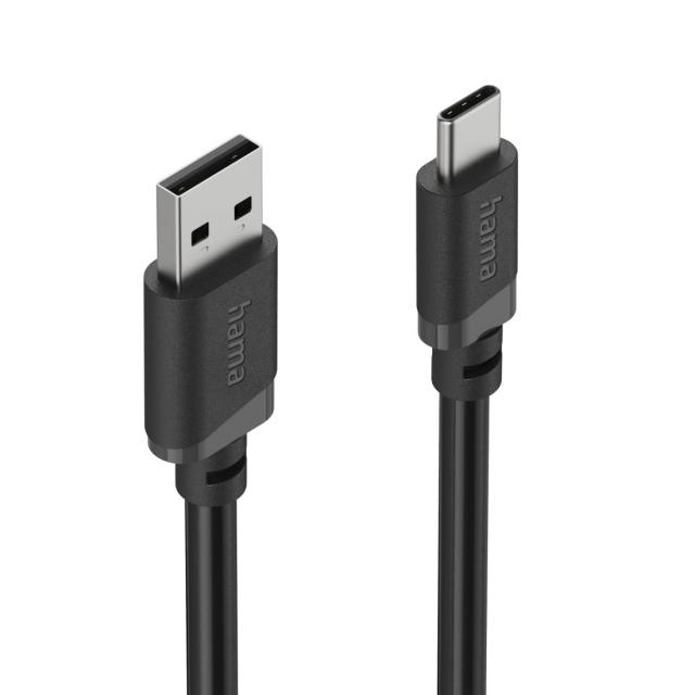 Hama Charging Cable, USB-A - USB-C, 2 m, black 