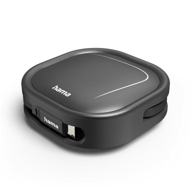 HAMA Прибиращ се кабел за зареждане, USB-C - USB-C, 60 W, 1 м 