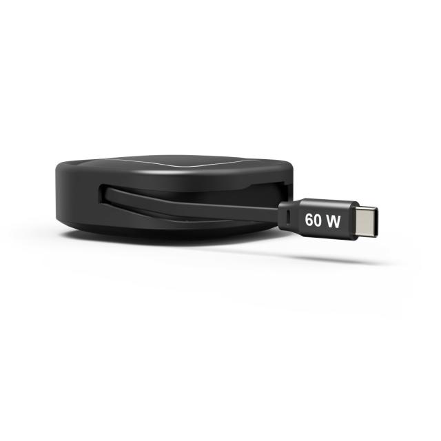 HAMA Прибиращ се кабел за зареждане, USB-C - USB-C, 60 W, 1 м 