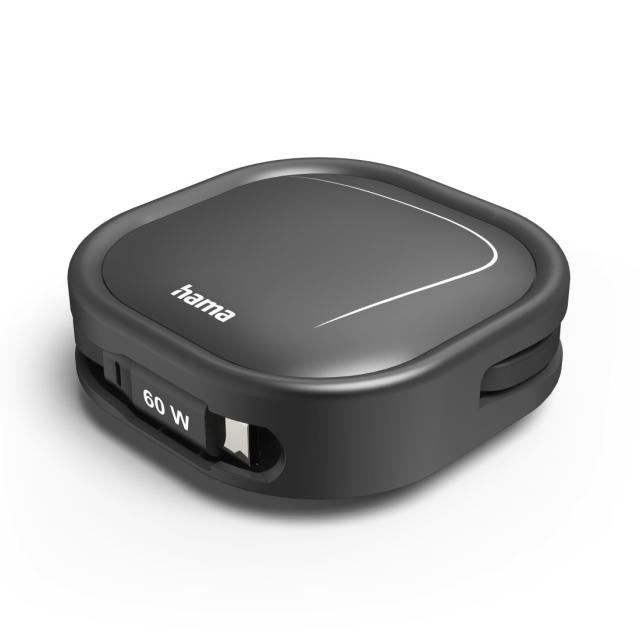 HAMA Прибиращ се кабел за зареждане, USB-C - USB-C, 60 W, 1 м 