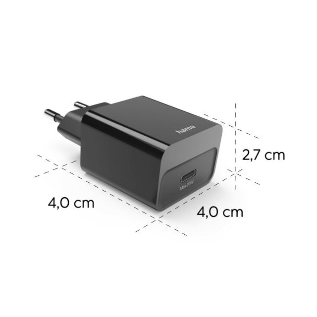 HAMA Бързо зарядно, USB-C, PD, 20 W, черно 
