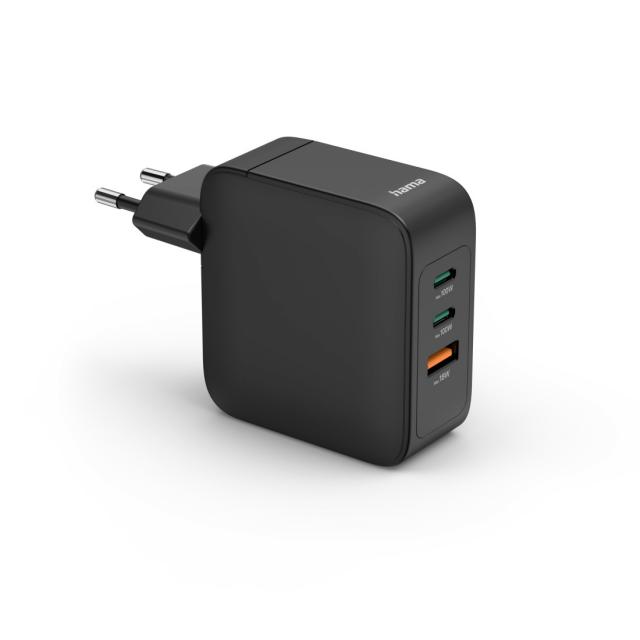Hama Fast Charger, GaN, 2x USB-C, 1x USB-A, PD, 100 W, black 
