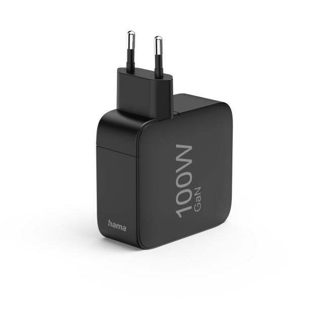 Hama Fast Charger, GaN, 2x USB-C, 1x USB-A, PD, 100 W, black 