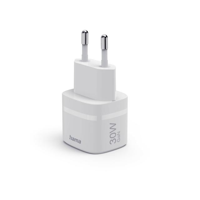 Hama Fast Charger, GaN, USB-C, PD/Qualcomm®, Zero Standby, 30 W, white 