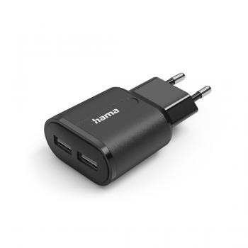Hama Charger with 2x USB-A Ports, 12 W, black