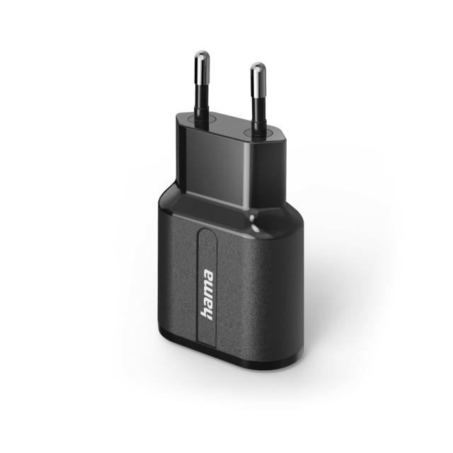 Hama Charger with 2x USB-A Ports, 12 W, black 