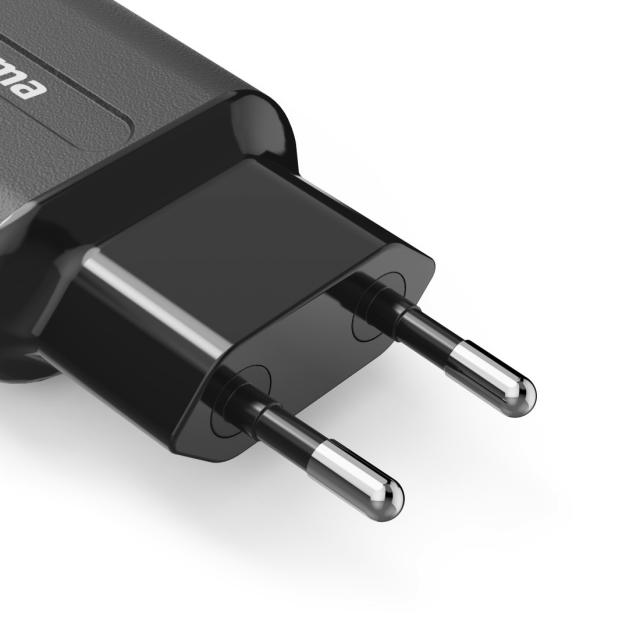 Hama Charger with 2x USB-A Ports, 12 W, black 