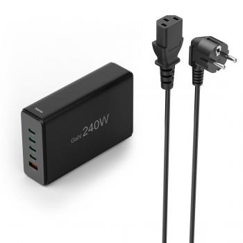 Hama 5 Port USB Charging Station, GaN, Fast Charger, 4xUSB-C, 1xUSB-A, PD, 240 W