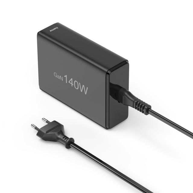 HAMA Зарядна станция 140 W, GaN, Fast Charger, 3 x USB-C, 2 x USB-A, PD 
