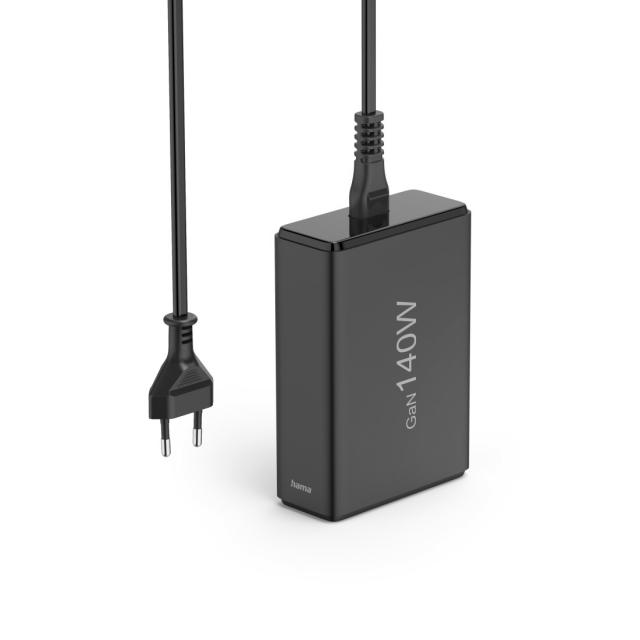HAMA Зарядна станция 140 W, GaN, Fast Charger, 3 x USB-C, 2 x USB-A, PD 
