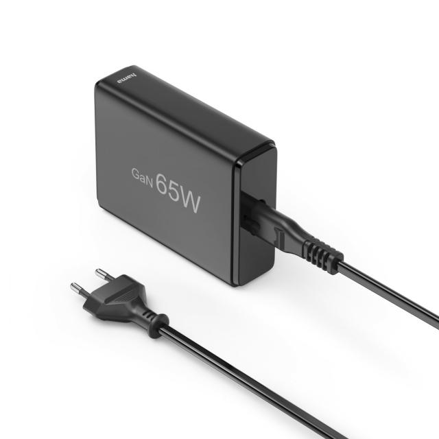 HAMA Зарядна станция 65 W, GaN, Fast Charger, 2 x USB-C, 2 x USB-A, PD 