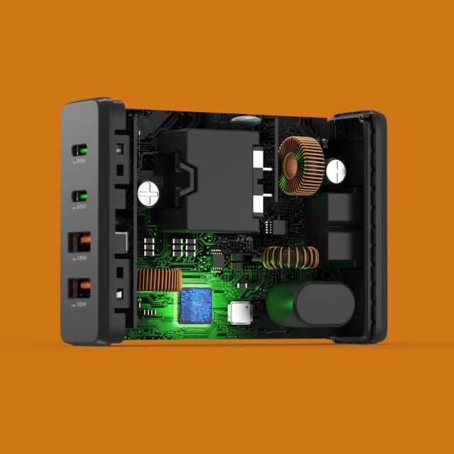 HAMA Зарядна станция 65 W, GaN, Fast Charger, 2 x USB-C, 2 x USB-A, PD 