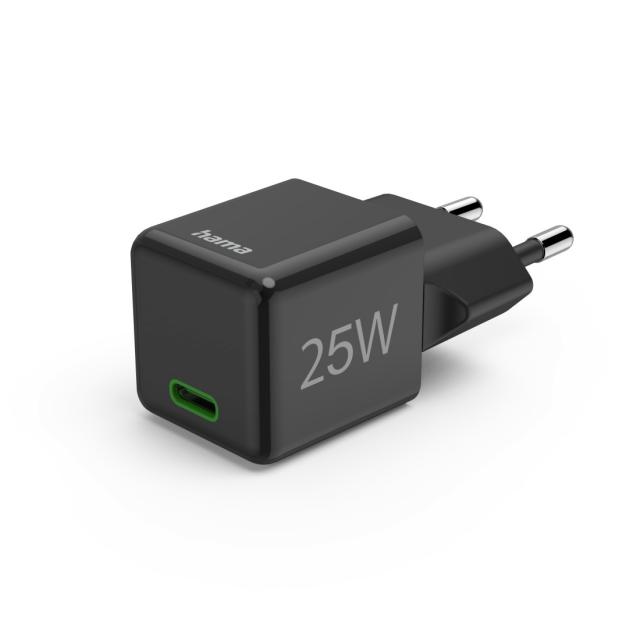 HAMA Бързо мини зарядно 220V, USB-C, PD/Qualcomm, 25 W, черен 