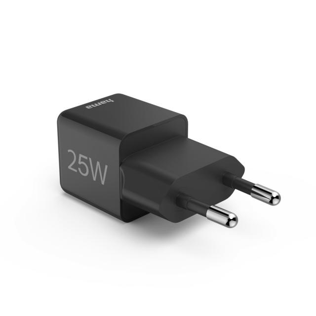 HAMA Бързо мини зарядно 220V, USB-C, PD/Qualcomm, 25 W, черен 