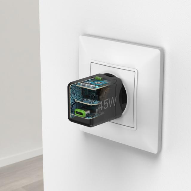 Hama Fast Charger, GaN, USB-C, Super-Mini Charger, PD, 45 W, black 