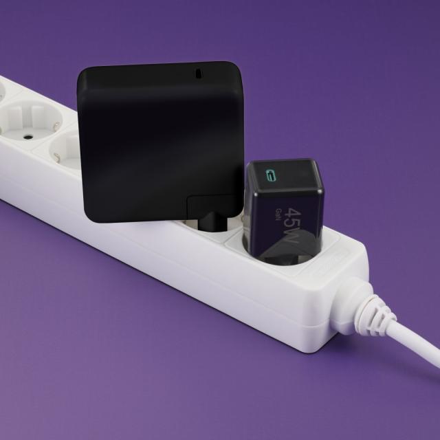 Hama Fast Charger, GaN, USB-C, Super-Mini Charger, PD, 45 W, black 