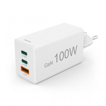 HAMA Бързо зарядно 220V, 100 W GaN, 2x USB-C PD, 1x USB-A QC