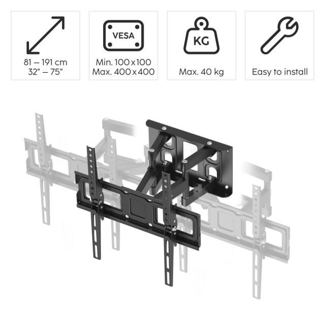 Hama TV Wall Bracket, Swivel, Tilt, Pull-out, 191 cm (75”), up to 40 kg 