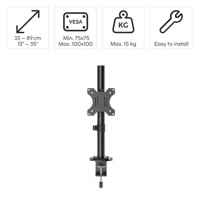 Hama Monitor Mount, Height-adjustable, Swivel / Tilt, 13" - 35", black 