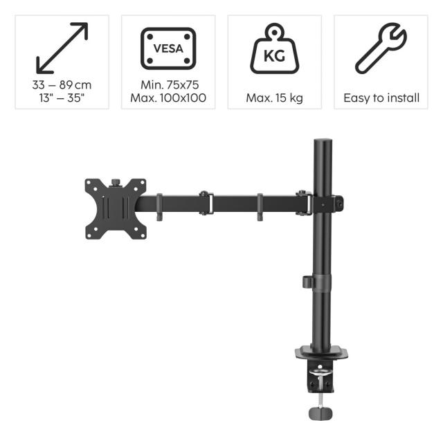 Hama Monitor Mount, Height-adjustable, Swivel/Tilt, Pull-out, 13" - 35" 
