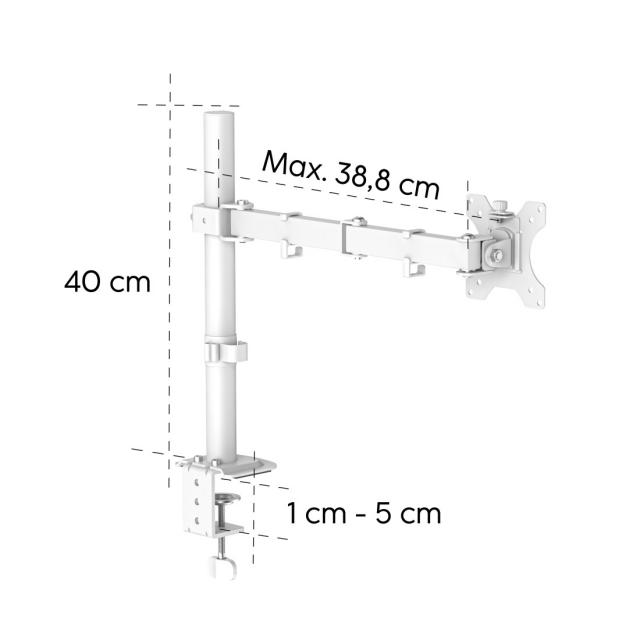 HAMA Стойка за монитор за бюро ( 13" - 35"), регулируема, 2 рамена,12кг, бял 