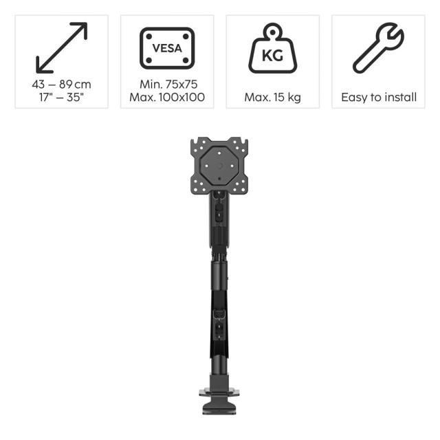 HAMA Стойка за монитор за бюро, 17"-35", регулируема, газова пружина 